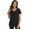 imageWiWi Viscose from Bamboo Pajama Tops for Women Soft Short Sleeve Tee Sleep Shirts V Neck TShirt Pjs Top Sleepwear SXXLAblack