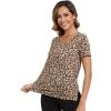 imageWiWi Viscose from Bamboo Pajama Tops for Women Soft Short Sleeve Tee Sleep Shirts V Neck TShirt Pjs Top Sleepwear SXXLAbrown Leopard