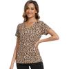 imageWiWi Viscose from Bamboo Pajama Tops for Women Soft Short Sleeve Tee Sleep Shirts V Neck TShirt Pjs Top Sleepwear SXXLAbrown Leopard