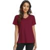 imageWiWi Viscose from Bamboo Pajama Tops for Women Soft Short Sleeve Tee Sleep Shirts V Neck TShirt Pjs Top Sleepwear SXXLAburgundy