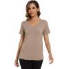 imageWiWi Viscose from Bamboo Pajama Tops for Women Soft Short Sleeve Tee Sleep Shirts V Neck TShirt Pjs Top Sleepwear SXXLAcamel