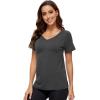 imageWiWi Viscose from Bamboo Pajama Tops for Women Soft Short Sleeve Tee Sleep Shirts V Neck TShirt Pjs Top Sleepwear SXXLAcharcoal Heather