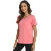 imageWiWi Viscose from Bamboo Pajama Tops for Women Soft Short Sleeve Tee Sleep Shirts V Neck TShirt Pjs Top Sleepwear SXXLAcoral Pink