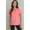 imageWiWi Viscose from Bamboo Pajama Tops for Women Soft Short Sleeve Tee Sleep Shirts V Neck TShirt Pjs Top Sleepwear SXXLAcoral Pink