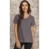 imageWiWi Viscose from Bamboo Pajama Tops for Women Soft Short Sleeve Tee Sleep Shirts V Neck TShirt Pjs Top Sleepwear SXXLAdark Grey