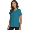 imageWiWi Viscose from Bamboo Pajama Tops for Women Soft Short Sleeve Tee Sleep Shirts V Neck TShirt Pjs Top Sleepwear SXXLAdark Teal