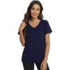 imageWiWi Viscose from Bamboo Pajama Tops for Women Soft Short Sleeve Tee Sleep Shirts V Neck TShirt Pjs Top Sleepwear SXXLAnavy