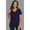 imageWiWi Viscose from Bamboo Pajama Tops for Women Soft Short Sleeve Tee Sleep Shirts V Neck TShirt Pjs Top Sleepwear SXXLAnavy