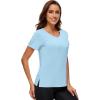 imageWiWi Viscose from Bamboo Pajama Tops for Women Soft Short Sleeve Tee Sleep Shirts V Neck TShirt Pjs Top Sleepwear SXXLApale Blue
