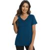 imageWiWi Viscose from Bamboo Pajama Tops for Women Soft Short Sleeve Tee Sleep Shirts V Neck TShirt Pjs Top Sleepwear SXXLApeacock Blue