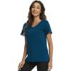 imageWiWi Viscose from Bamboo Pajama Tops for Women Soft Short Sleeve Tee Sleep Shirts V Neck TShirt Pjs Top Sleepwear SXXLApeacock Blue