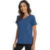 imageWiWi Viscose from Bamboo Pajama Tops for Women Soft Short Sleeve Tee Sleep Shirts V Neck TShirt Pjs Top Sleepwear SXXLAprussian Blue