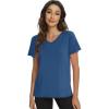 imageWiWi Viscose from Bamboo Pajama Tops for Women Soft Short Sleeve Tee Sleep Shirts V Neck TShirt Pjs Top Sleepwear SXXLAprussian Blue