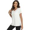 imageWiWi Viscose from Bamboo Pajama Tops for Women Soft Short Sleeve Tee Sleep Shirts V Neck TShirt Pjs Top Sleepwear SXXLAraw White