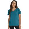 imageWiWi Viscose from Bamboo Pajama Tops for Women Soft Short Sleeve Tee Sleep Shirts V Neck TShirt Pjs Top Sleepwear SXXLAteal Blue