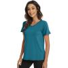 imageWiWi Viscose from Bamboo Pajama Tops for Women Soft Short Sleeve Tee Sleep Shirts V Neck TShirt Pjs Top Sleepwear SXXLAteal Blue
