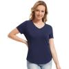 imageWiWi Viscose from Bamboo Pajama Tops for Women Soft Short Sleeve Tee Sleep Shirts V Neck TShirt Pjs Top Sleepwear SXXLBnavy