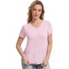 imageWiWi Viscose from Bamboo Pajama Tops for Women Soft Short Sleeve Tee Sleep Shirts V Neck TShirt Pjs Top Sleepwear SXXLBpink