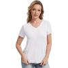 imageWiWi Viscose from Bamboo Pajama Tops for Women Soft Short Sleeve Tee Sleep Shirts V Neck TShirt Pjs Top Sleepwear SXXLBraw White