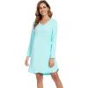 imageWiWi Viscose from Bamboo Womens Vneck Nightgowns Sleep Dress Soft Long Sleeve Nightgown SXXLAqua