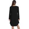 imageWiWi Viscose from Bamboo Womens Vneck Nightgowns Sleep Dress Soft Long Sleeve Nightgown SXXLBlack