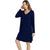 imageWiWi Viscose from Bamboo Womens Vneck Nightgowns Sleep Dress Soft Long Sleeve Nightgown SXXLNavy
