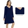 imageWiWi Viscose from Bamboo Womens Vneck Nightgowns Sleep Dress Soft Long Sleeve Nightgown SXXLNavy