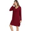 imageWiWi Viscose from Bamboo Womens Vneck Nightgowns Sleep Dress Soft Long Sleeve Nightgown SXXLWine