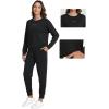 imageWiWi Womens 2 Piece Outfits Sweatsuit Crewneck Lounge Matching Sweat Sets Fall Fashion with Pockets Tracksuit SXXLBlack
