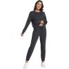 imageWiWi Womens 2 Piece Outfits Sweatsuit Crewneck Lounge Matching Sweat Sets Fall Fashion with Pockets Tracksuit SXXLCharcoal