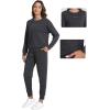 imageWiWi Womens 2 Piece Outfits Sweatsuit Crewneck Lounge Matching Sweat Sets Fall Fashion with Pockets Tracksuit SXXLCharcoal