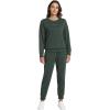 imageWiWi Womens 2 Piece Outfits Sweatsuit Crewneck Lounge Matching Sweat Sets Fall Fashion with Pockets Tracksuit SXXLDark Fence Green