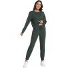 imageWiWi Womens 2 Piece Outfits Sweatsuit Crewneck Lounge Matching Sweat Sets Fall Fashion with Pockets Tracksuit SXXLDark Fence Green
