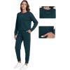 imageWiWi Womens 2 Piece Outfits Sweatsuit Crewneck Lounge Matching Sweat Sets Fall Fashion with Pockets Tracksuit SXXLDeep Teal