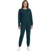 imageWiWi Womens 2 Piece Outfits Sweatsuit Crewneck Lounge Matching Sweat Sets Fall Fashion with Pockets Tracksuit SXXLDeep Teal
