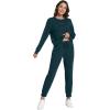 imageWiWi Womens 2 Piece Outfits Sweatsuit Crewneck Lounge Matching Sweat Sets Fall Fashion with Pockets Tracksuit SXXLDeep Teal