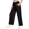imageWiWi Womens French Terry Yoga Pants Soft Viscose from Bamboo Lounge Pants Wide Leg Sweatpants with Pockets SXXLBlack