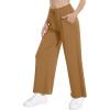 imageWiWi Womens French Terry Yoga Pants Soft Viscose from Bamboo Lounge Pants Wide Leg Sweatpants with Pockets SXXLBrown