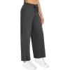 imageWiWi Womens French Terry Yoga Pants Soft Viscose from Bamboo Lounge Pants Wide Leg Sweatpants with Pockets SXXLCharcoal Heather