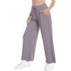 imageWiWi Womens French Terry Yoga Pants Soft Viscose from Bamboo Lounge Pants Wide Leg Sweatpants with Pockets SXXLLavender