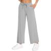 imageWiWi Womens French Terry Yoga Pants Soft Viscose from Bamboo Lounge Pants Wide Leg Sweatpants with Pockets SXXLLight Heather Grey