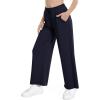 imageWiWi Womens French Terry Yoga Pants Soft Viscose from Bamboo Lounge Pants Wide Leg Sweatpants with Pockets SXXLNautical Blue