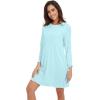 imageWiWi Womens Long Sleeve Nightdress Viscose from Bamboo Nightgowns for Women Crew Neck Sleepwear SXXLAqua