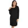 imageWiWi Womens Long Sleeve Nightdress Viscose from Bamboo Nightgowns for Women Crew Neck Sleepwear SXXLBlack
