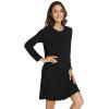 imageWiWi Womens Long Sleeve Nightdress Viscose from Bamboo Nightgowns for Women Crew Neck Sleepwear SXXLBlack