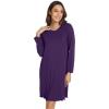 imageWiWi Womens Long Sleeve Nightdress Viscose from Bamboo Nightgowns for Women Crew Neck Sleepwear SXXLDark Purple