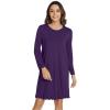 imageWiWi Womens Long Sleeve Nightdress Viscose from Bamboo Nightgowns for Women Crew Neck Sleepwear SXXLDark Purple