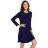 imageWiWi Womens Long Sleeve Nightdress Viscose from Bamboo Nightgowns for Women Crew Neck Sleepwear SXXLNavy