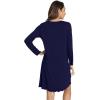 imageWiWi Womens Long Sleeve Nightdress Viscose from Bamboo Nightgowns for Women Crew Neck Sleepwear SXXLNavy