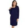 imageWiWi Womens Long Sleeve Nightdress Viscose from Bamboo Nightgowns for Women Crew Neck Sleepwear SXXLNavy
